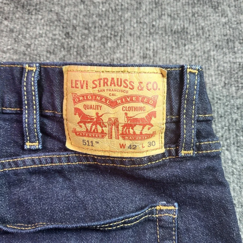 Levis 511‎ Mens Slim Fit Dark Wash Indigo Denim Jeans W42 L30